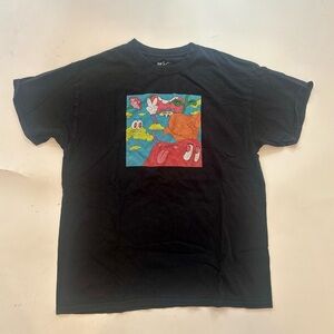 Black Graphic T-Shirt with Colorful Print